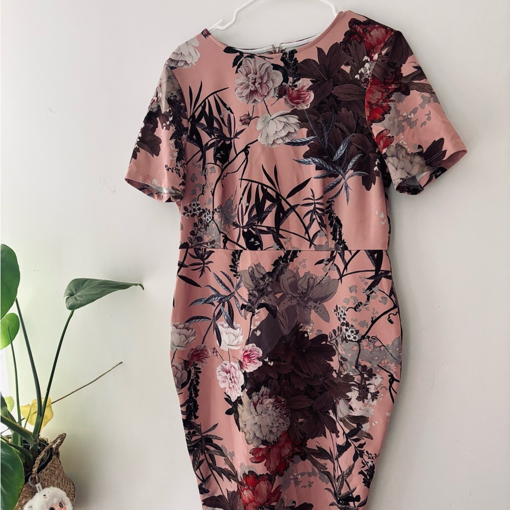 ASOS Curve Pink Floral Midi Dress